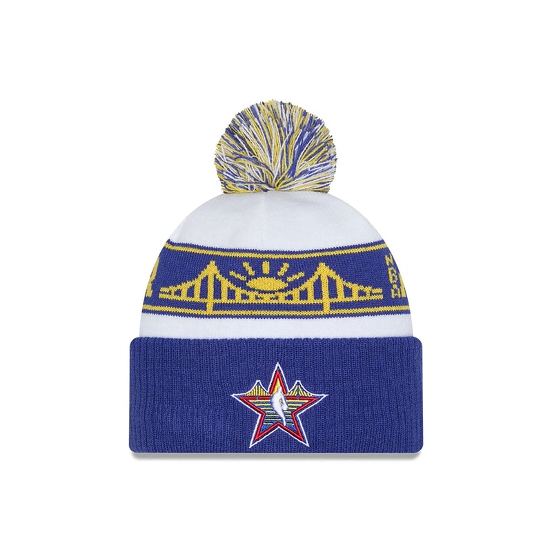 NBA All Star Game 2025 Logo White Bobble Knit Beanie Hat OSFM