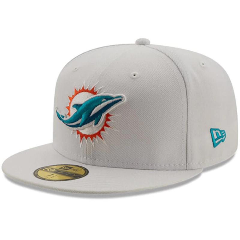 New Era Miami Dolphins White 1999 Pro Bowl Patch AQUA Undervisor 59FIFY Fitted Hat
