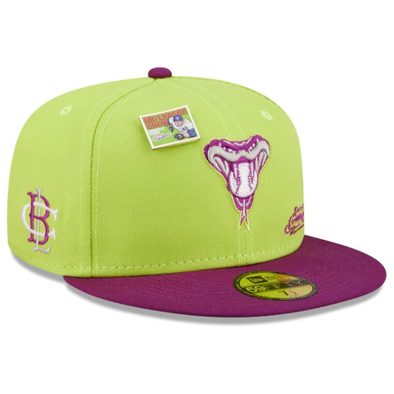 New Era MLB x Big League Chew  Arizona Diamondbacks Swingin’ Sour Apple Flavor Pack 59FIFTY Fitted Hat – Green/Purple