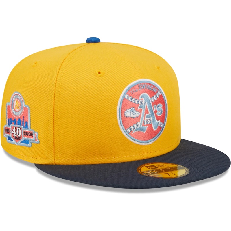 New Era Oakland Athletics Gold/Azure 40th Anniversary Undervisor 59FIFTY Fitted Hat