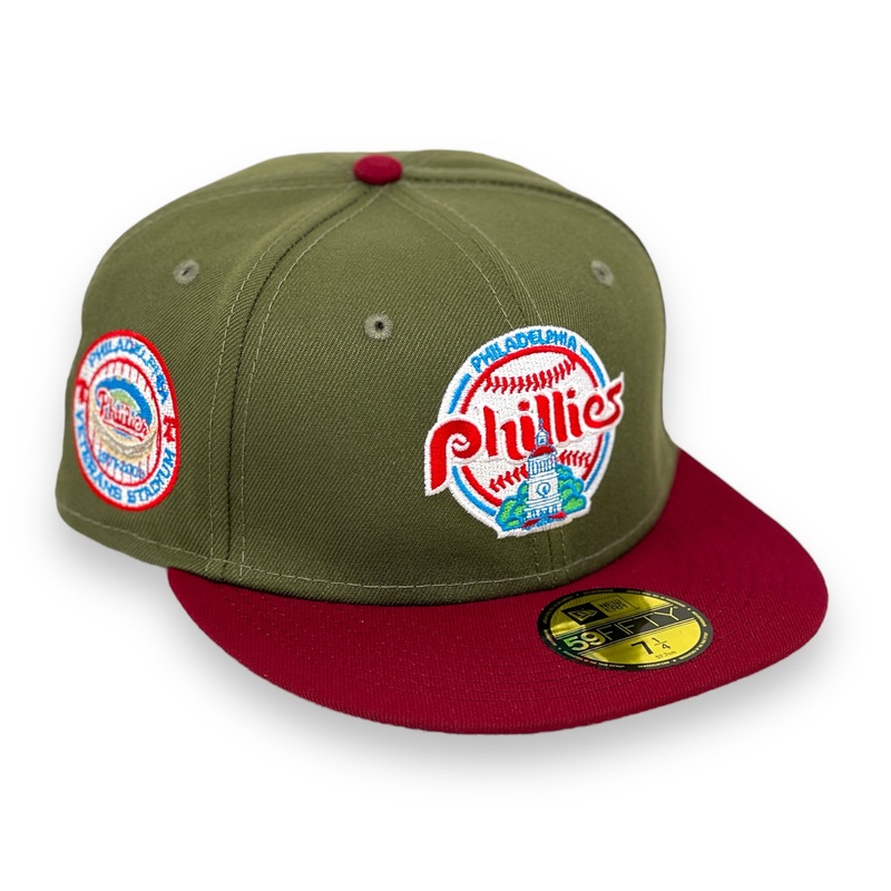 PHILADELPHIA PHILLIES (OLIVE) (VETERAN STADIUM 1971-2003) NEW ERA 59FIFTY FITTED (SKY BLUE UNDER VISOR) 67/8