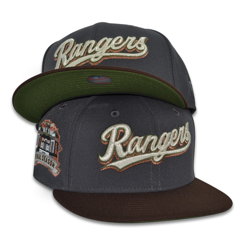 Texas Rangers “BETTER THAN YESTERDAY”  Exclusive New Era 59Fifty Fitted Hat – Dark Graphite/Burntwood 6 7/8