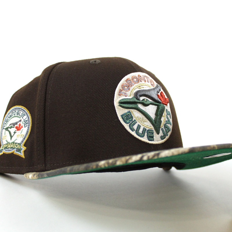 Toronto Blue Jays 40th ANNIVERSARY New Era 59Fifty Fitted Hat (BurntWood RealTree Camo Green Under Brim) 7