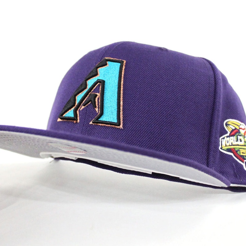 Arizona Diamondbacks 2001 WORLD SERIES New Era 59Fifty Fitted Hats (RETRO Purple GRAY UNDER BRIM) 7