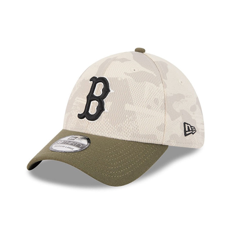 Boston Red Sox 39THIRTY MLB Armed Forces Day 2025 Stone/Olive Cap S-M