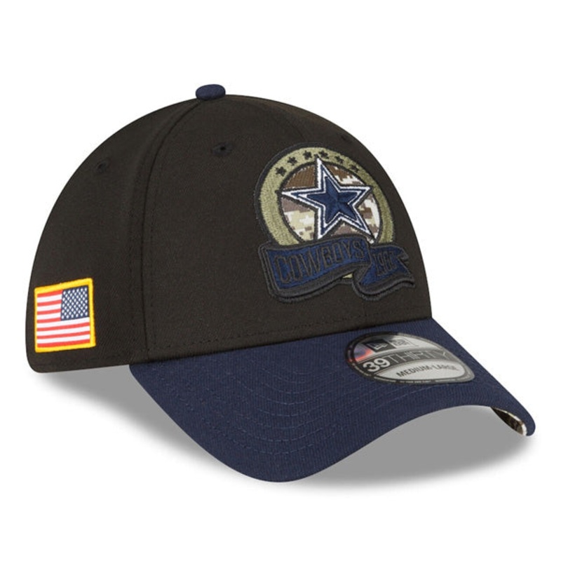 Dallas Cowboys New Era 2022 Salute To Service 39THIRTY Flex Hat – Black/Navy S/M
