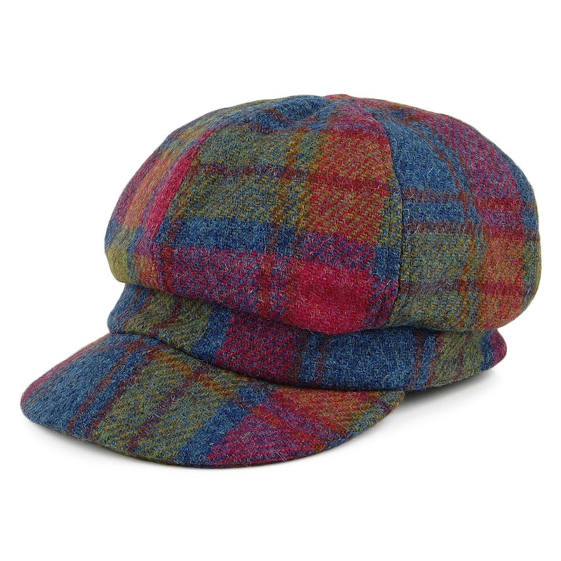 Failsworth Hats HARRIS TWEED Gabby Baker Boy Cap – Pink-Blue 1-Size