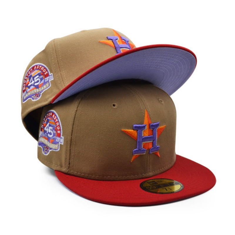 Houston Astros 45th ANNIVERSARY Exclusive New Era 59Fifty Fitted Hat  Khaki/Red 7