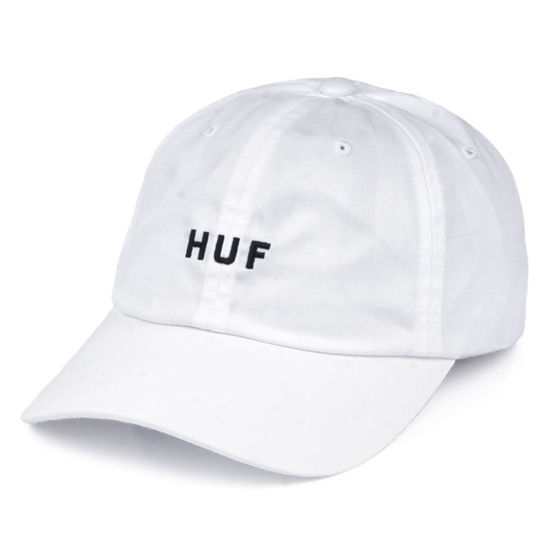 HUF Original Logo Curved Brim Cotton Baseball Cap – White Adjustable