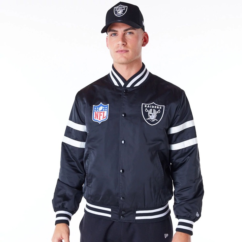 Las Vegas Raiders NFL Satin Black Bomber Jacket XS