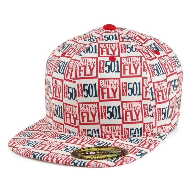 Levi’s Hats 501 All Over Print Flexfit Baseball Cap – White M