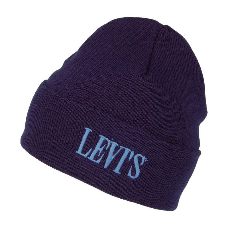 Levi’s Hats Smaller Serif Logo Cuffed Beanie Hat – Navy Blue 1-Size