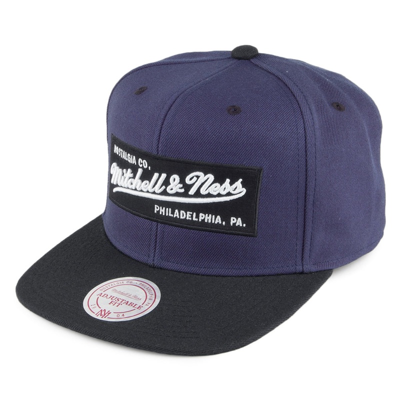 Mitchell & Ness Box Logo Snapback Cap – Navy-Black Adjustable