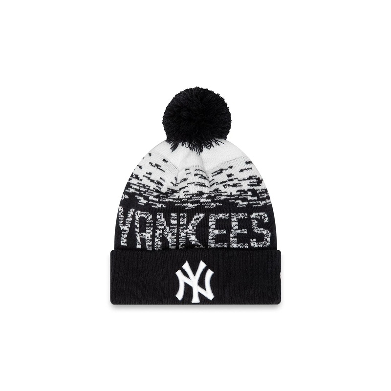 New York Yankees Bobble Blue Cuff Beanie Hat OSFA