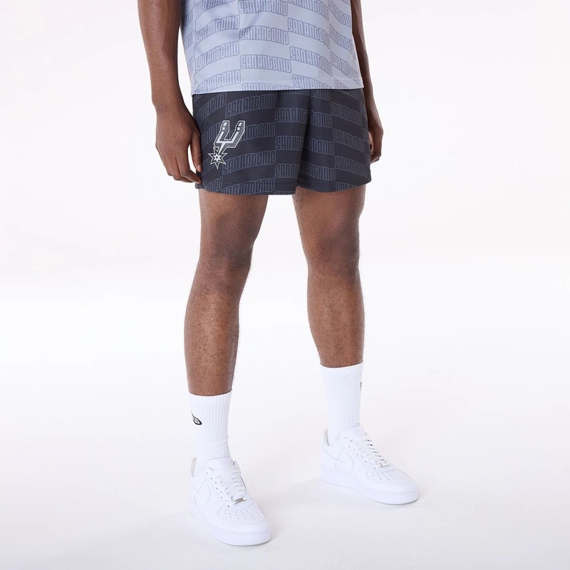 San Antonio Spurs NBA All Over Print Graphic Black Shorts XS