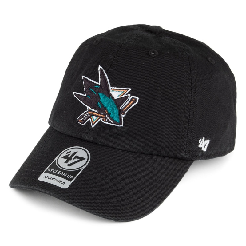 47 Brand San Jose Sharks Baseball Cap – NHL Clean Up – Black Adjustable