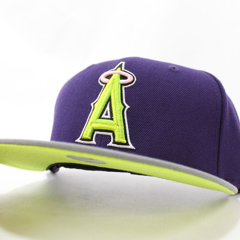 Anaheim Angels 2010 All-Star Game New Era 59Fifty Fitted Hat (Purple Gray Lime Under Brim) 7