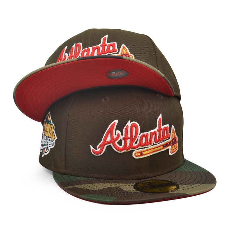Atlanta Braves 1999 WORLD SERIES Exclusive New Era 59Fifty Fitted Hat – Walnut/Woodland Camo 6 7/8