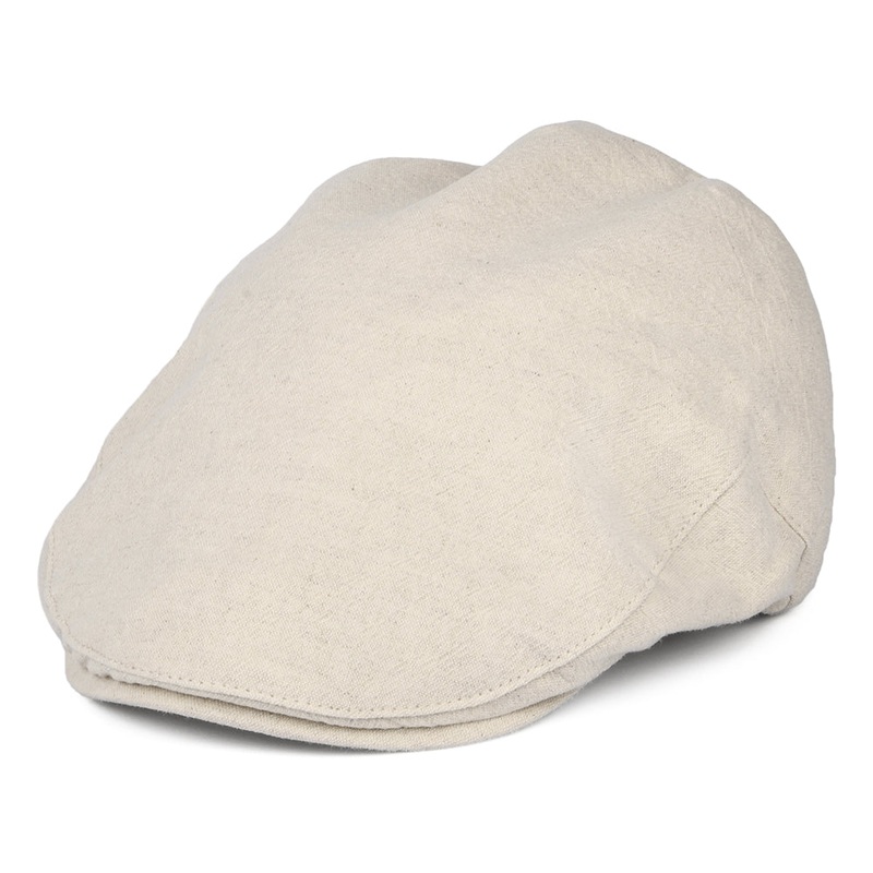 Christys Hats Skye Balmoral Heavy Linen-Cotton Flat Cap – Cream S