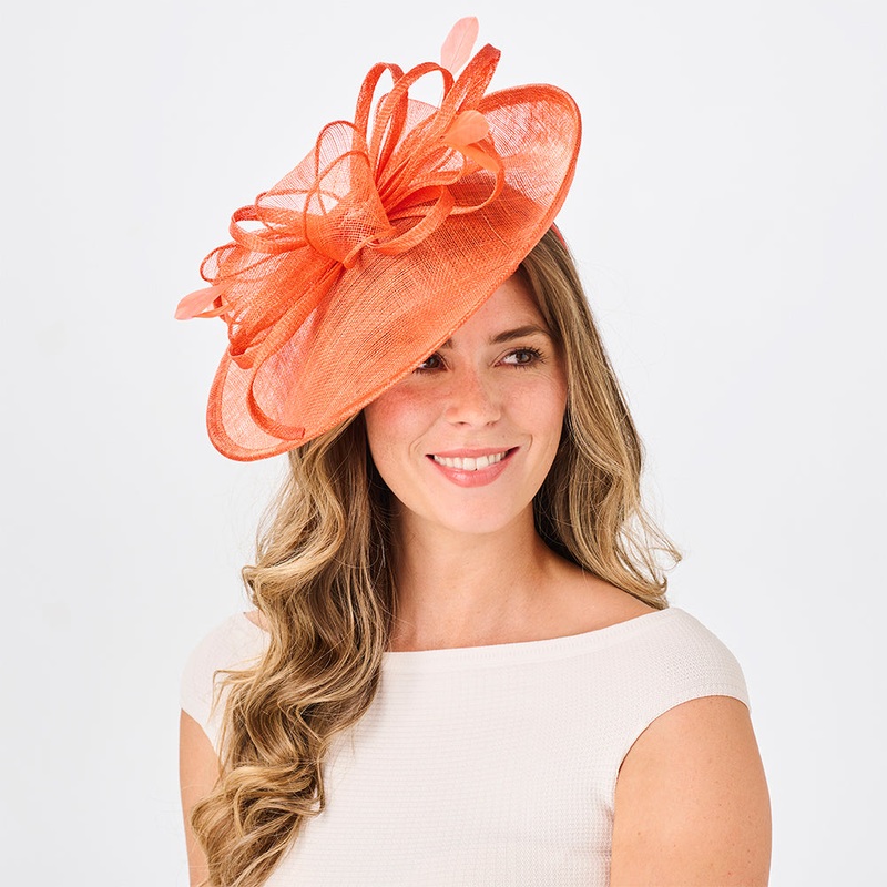Failsworth Hats Caitlyn Disc Fascinator – Papaya 1-Size