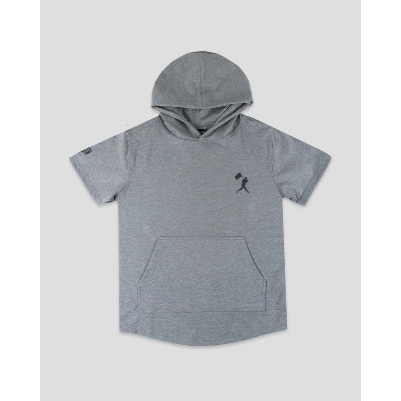Flag Man Short Sleeve Hoodie (Grey) – Youth Youth Small