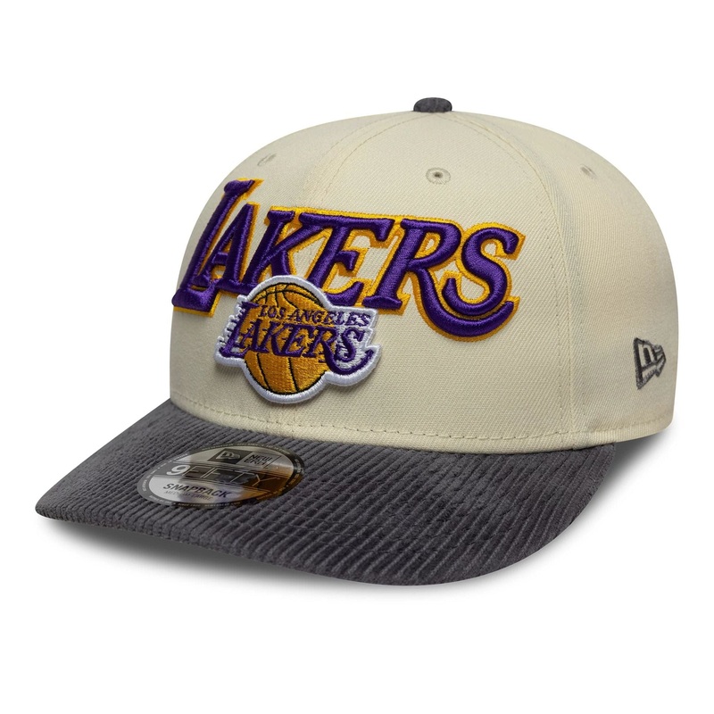 LA Lakers NBA Cord Visor Cream 9FIFTY Snapback Adjustable Cap S-M