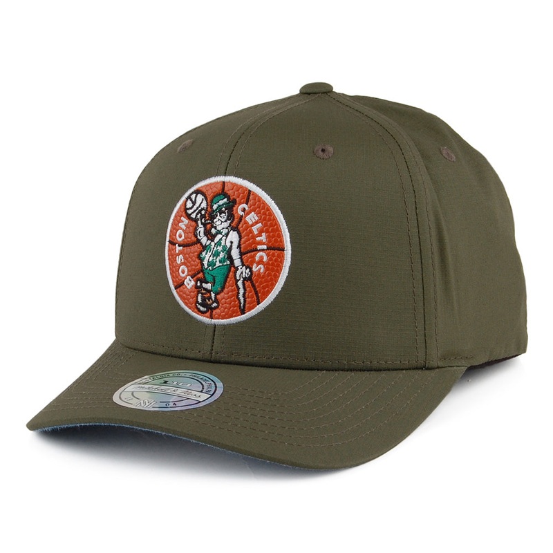Mitchell & Ness Boston Celtics Ripstop Snapback Cap – Battle – Army Green Adjustable