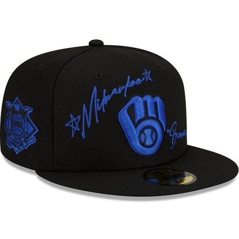 New Era Milwaukee Brewers Cursive 59fifty Fitted Hat