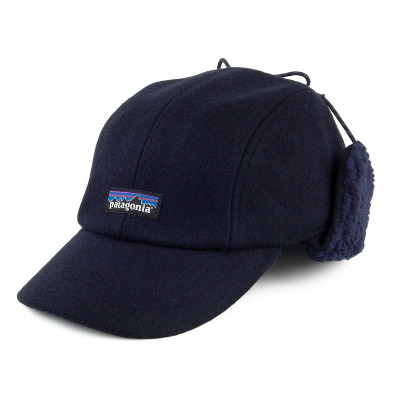 Patagonia Hats Recycled Wool Ear Flap Baseball Cap – Navy Blue Small/Medium