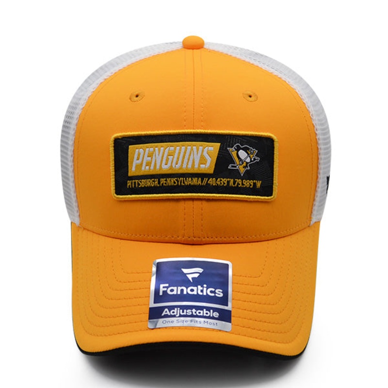 Pittsburgh Penguins Fanatics ICONIC Trucker Mesh NHL Snapback Hat – Gold/Black