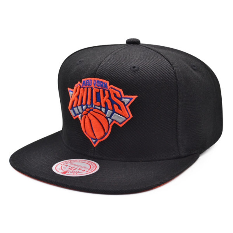 New York Knicks Mitchell & Ness HIGH LIGHT Snapback NBA Hat – Black/Neon Orange
