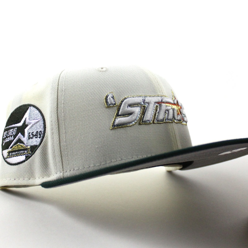 Houston stros 35 Great Years Patch New Era 59Fifty Fitted Hat (Chrome White Dark Green Gray Under Brim) 7