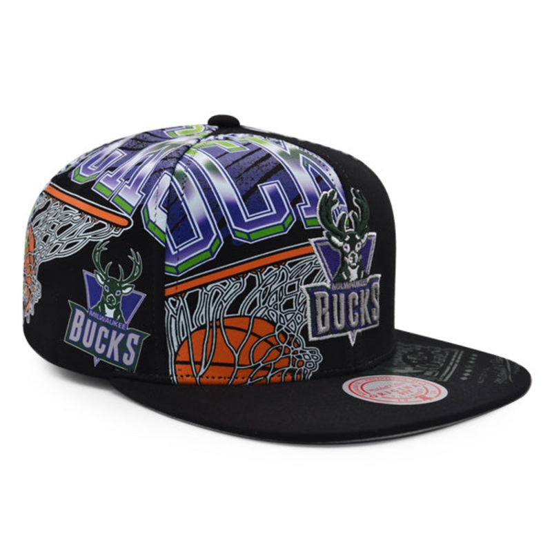 Milwaukee Bucks Mitchell & Ness SUPER REMIX Snapback Hat – Black/Green