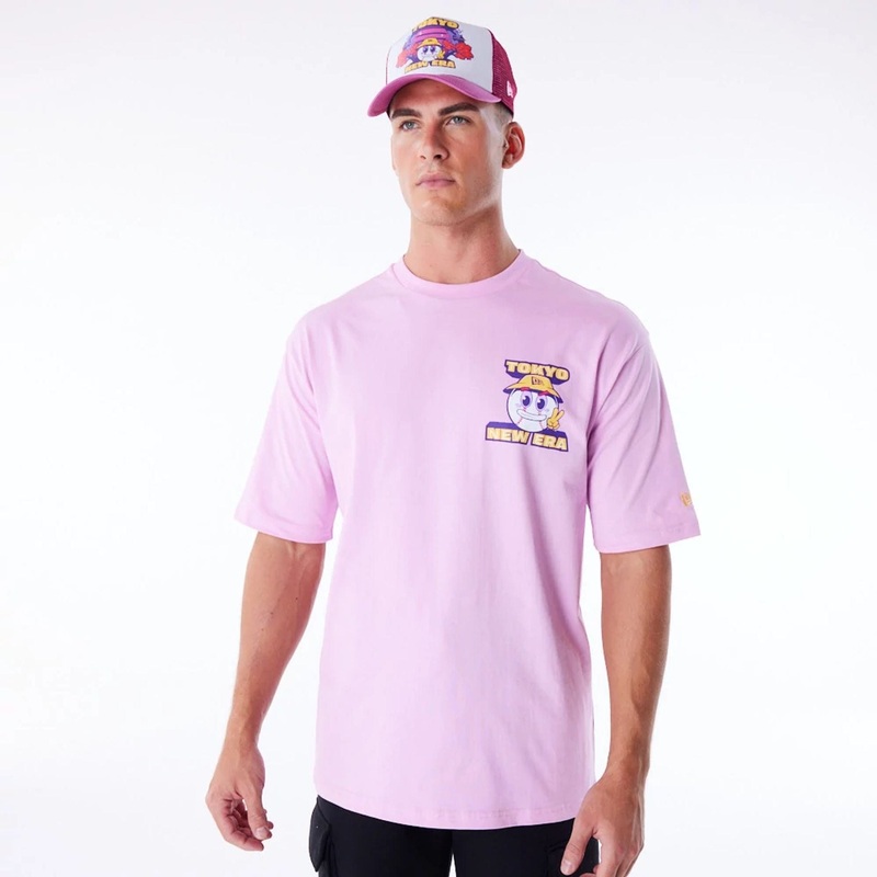 New Era Location Graphic Tokyo Pastel Pink Oversized T-Shirt XS