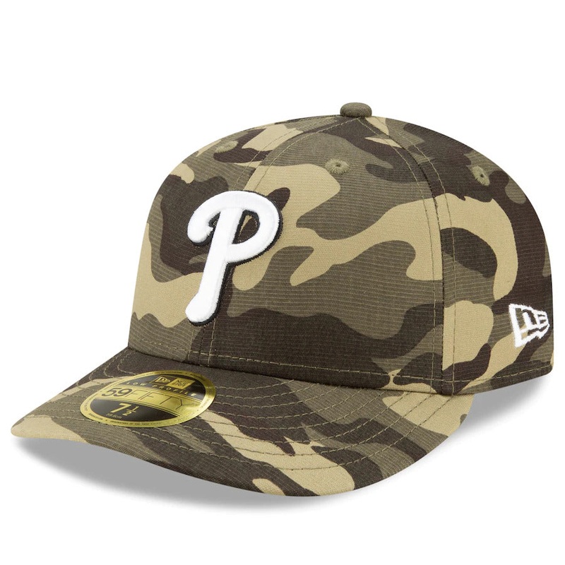 New Era Philadelphia Phillies 2021 Camo Armed Forces Day On-Field Low Profile 59FIFTY Fitted Hat
