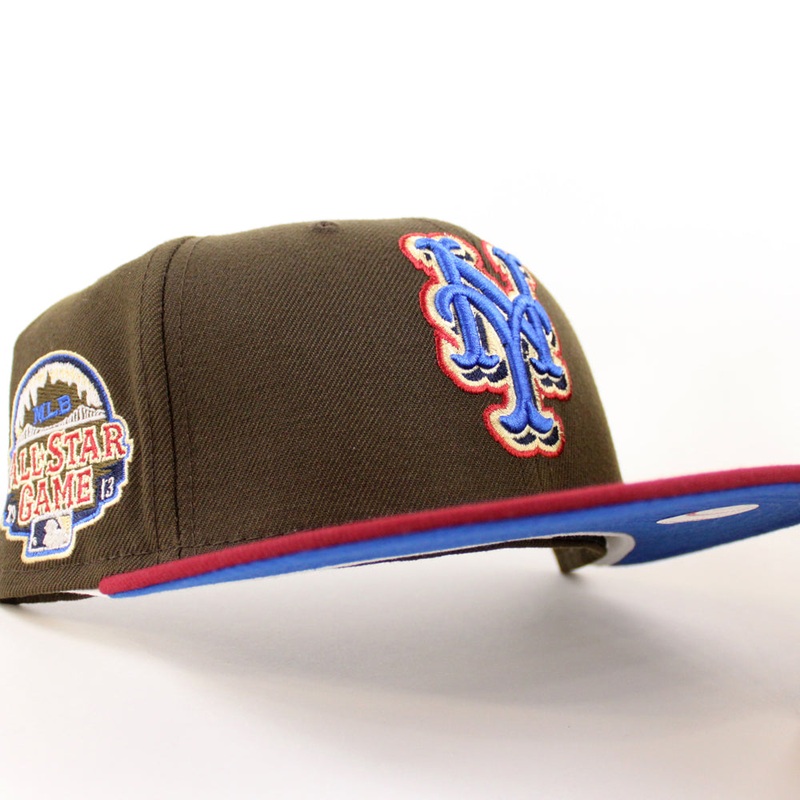 New York Mets 2013 All Star Game New Era 59Fifty Fitted Hat (Walnut Cardinal Azur Blue Under Brim) 7