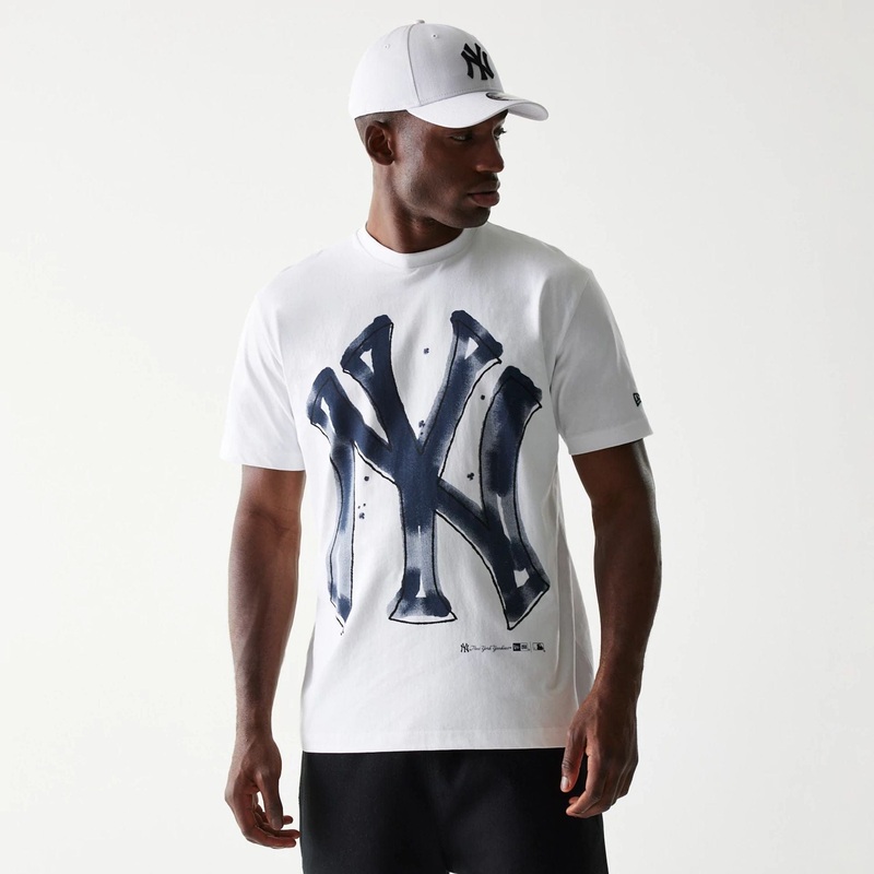 New York Yankees New Era Paint White Oversized T-Shirt XS