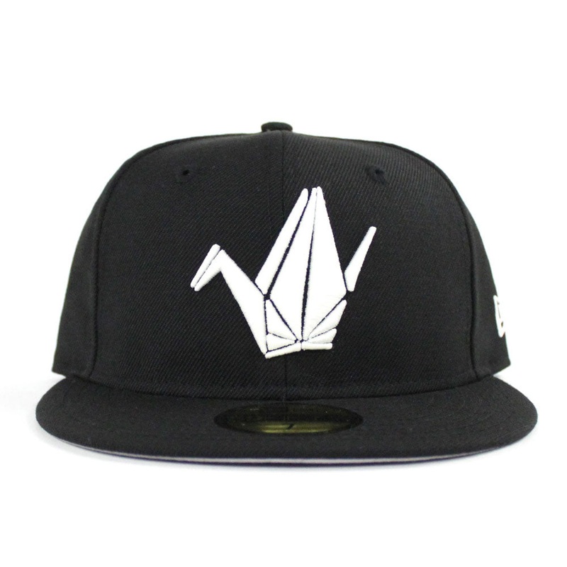 Paper Bird Origami New Era Fitted 59Fifty Hat (Black Glow in the Dark Gray Under Brim) 7