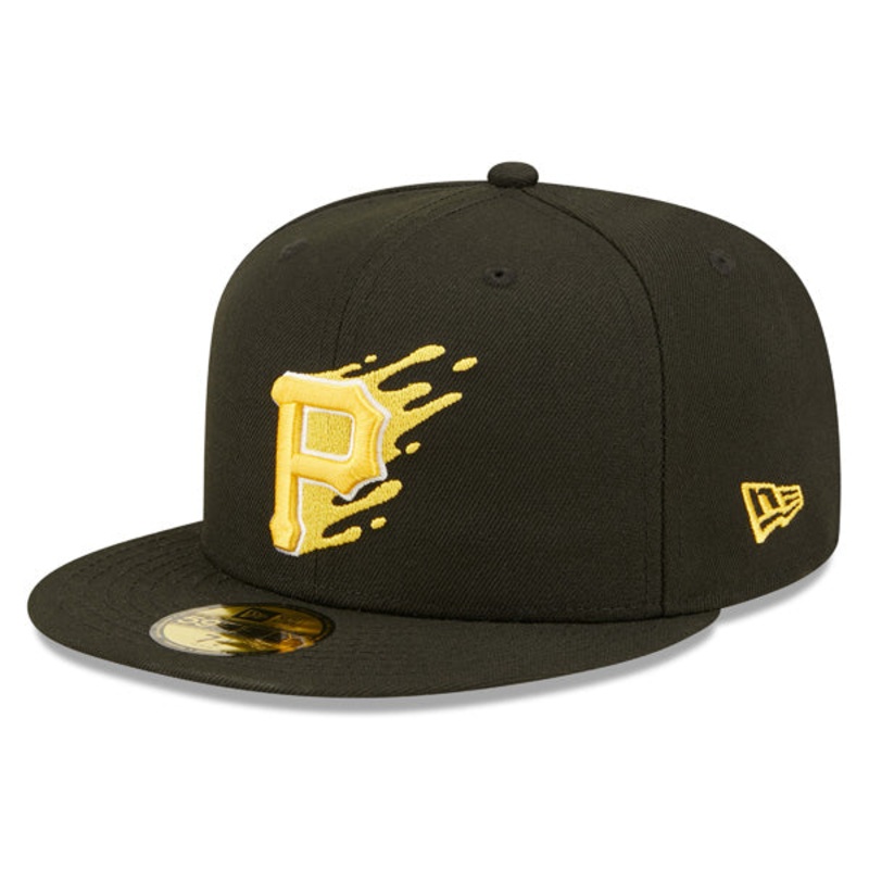 Pittsburgh Pirates New Era MLB Exclusive SPLATTER 59Fifty Fitted Hat – Black/Gray Bottom no 6 7/8