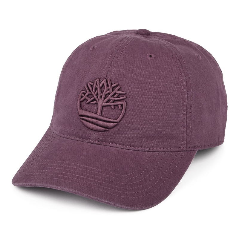 Timberland Hats Soundview Cotton Canvas Baseball Cap – Wine Adjustable