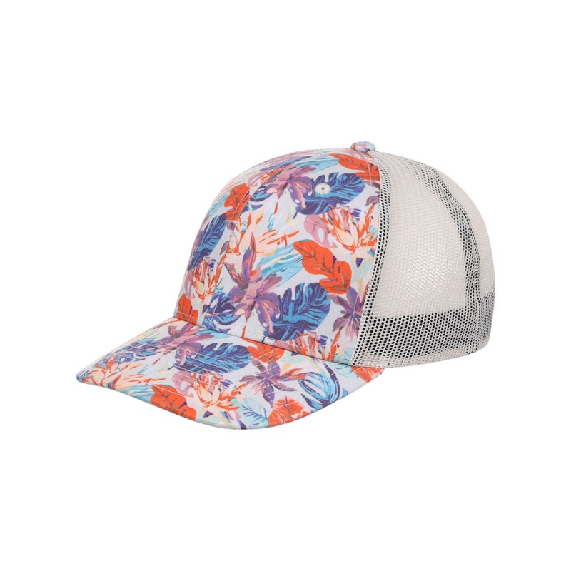 Crowns By Lids Tropical Trucker Cap – Ivory/Blue/Orange Adjustable