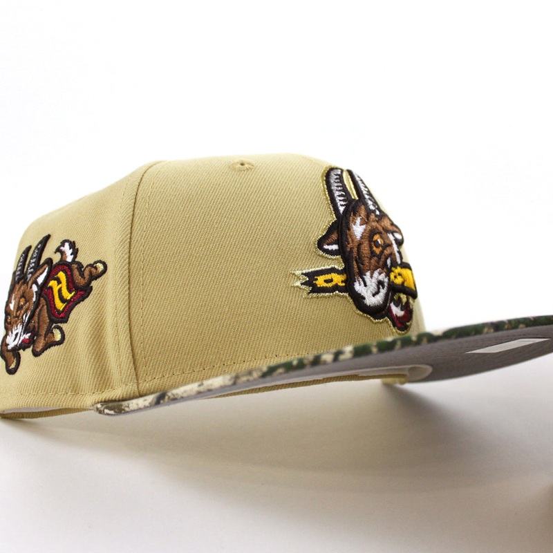 HARTFORD YARD GOATS Goat Patch New Era 59Fifty Fitted Hat (Vegas Gold Real Tree Gray Under Brim) 7