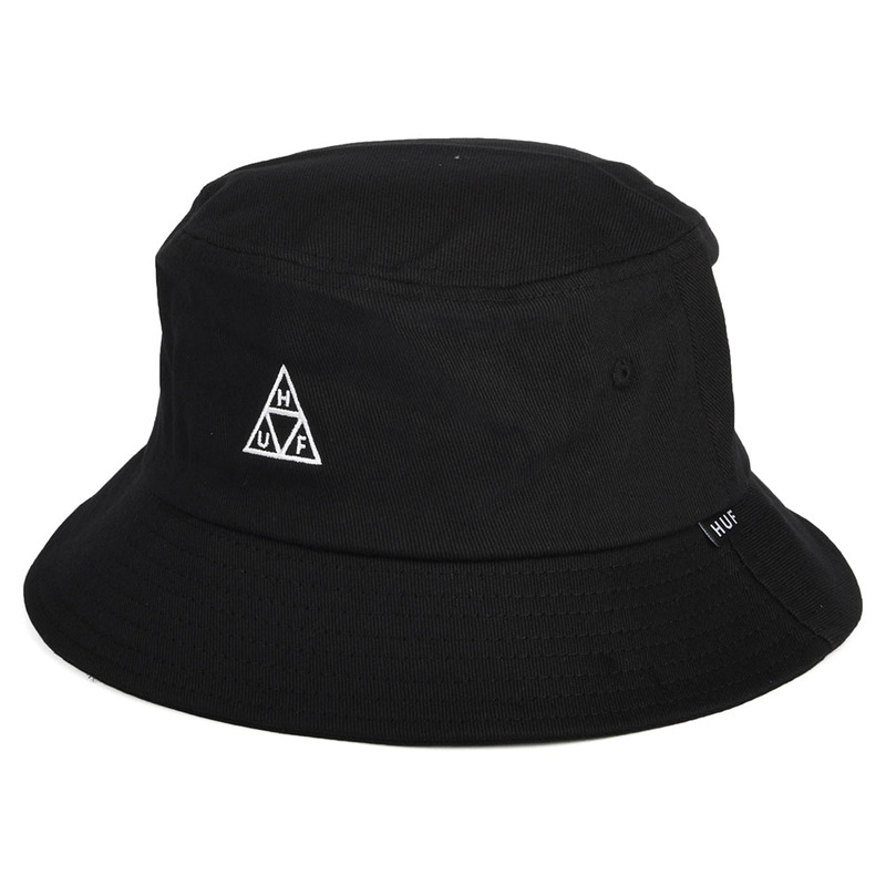 HUF Essentials Triple Triangle Cotton Bucket Hat – Black Small/Medium