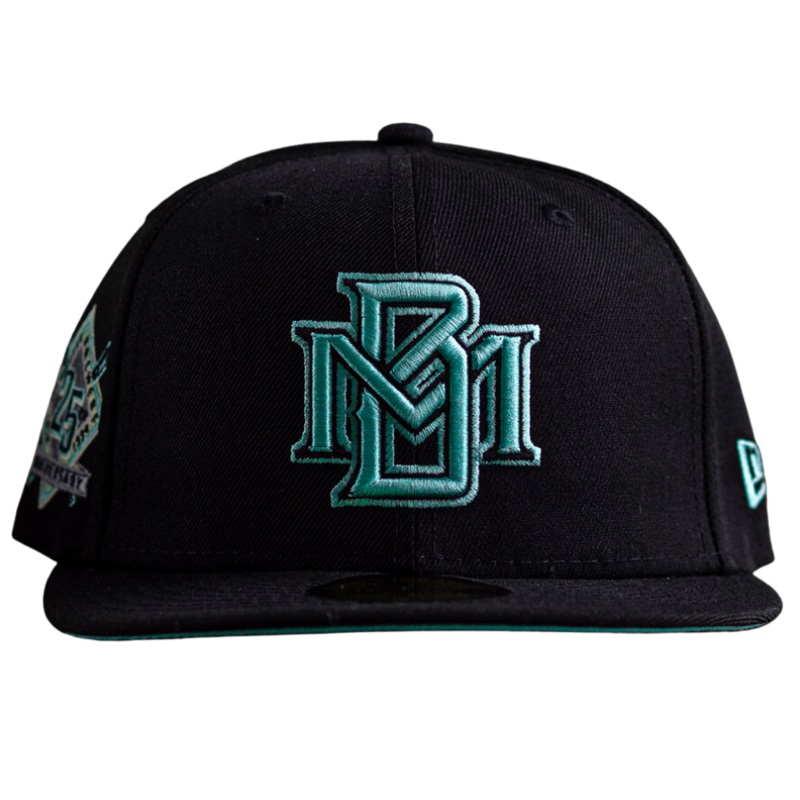New Era Milwaukee Brewers Black/Crystal 25th Anniversary Mint Undervisor 59FIFTY Fitted Hat