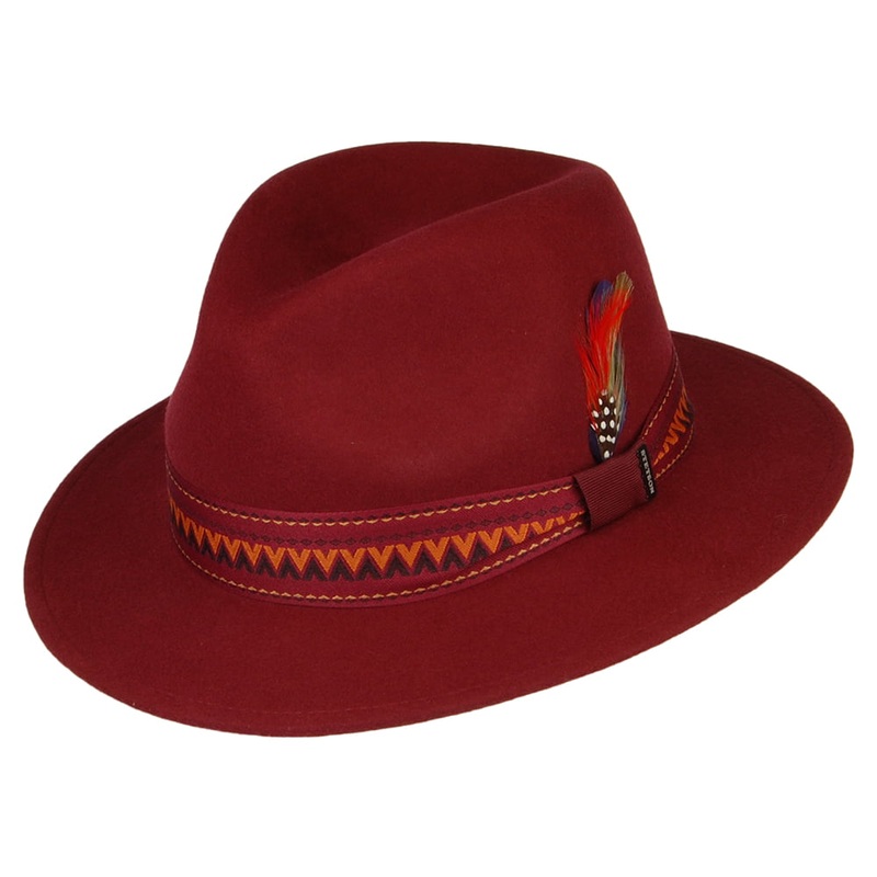 Stetson Hats Aztek Wool Felt Fedora Hat – Burgundy S