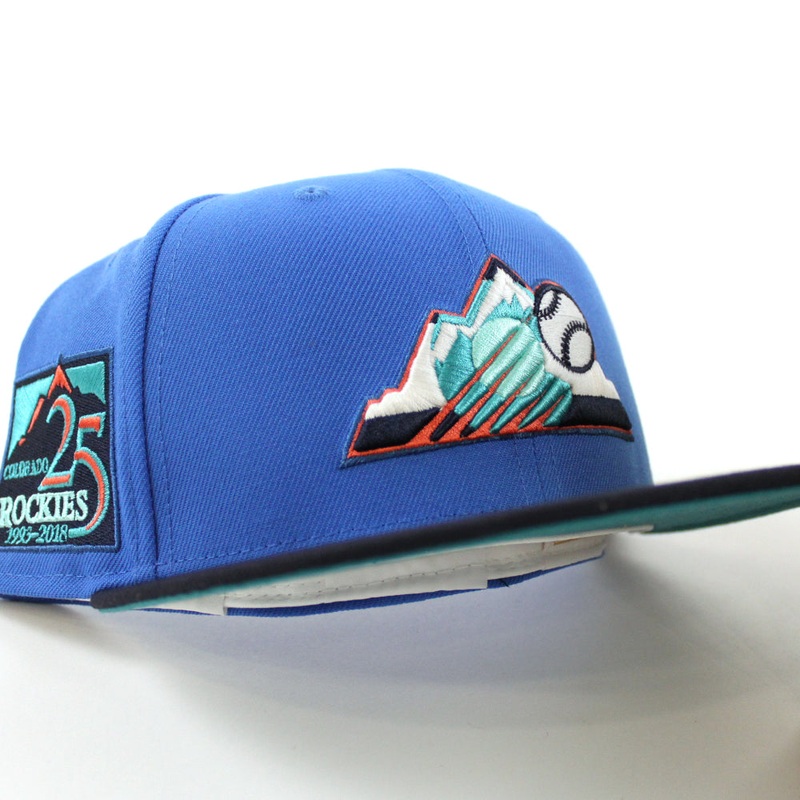 Colorado Rockies 25TH Anniversary New Era 59Fifty Fitted Hat (GITD Blue Navy Aqua Under Brim) 7