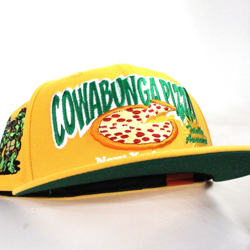 Cowabungapizza The Teenage Mutant Ninja Turtles New Era 59Fifty Fitted Hat (Yellow Green Under Brim) 6 7/8