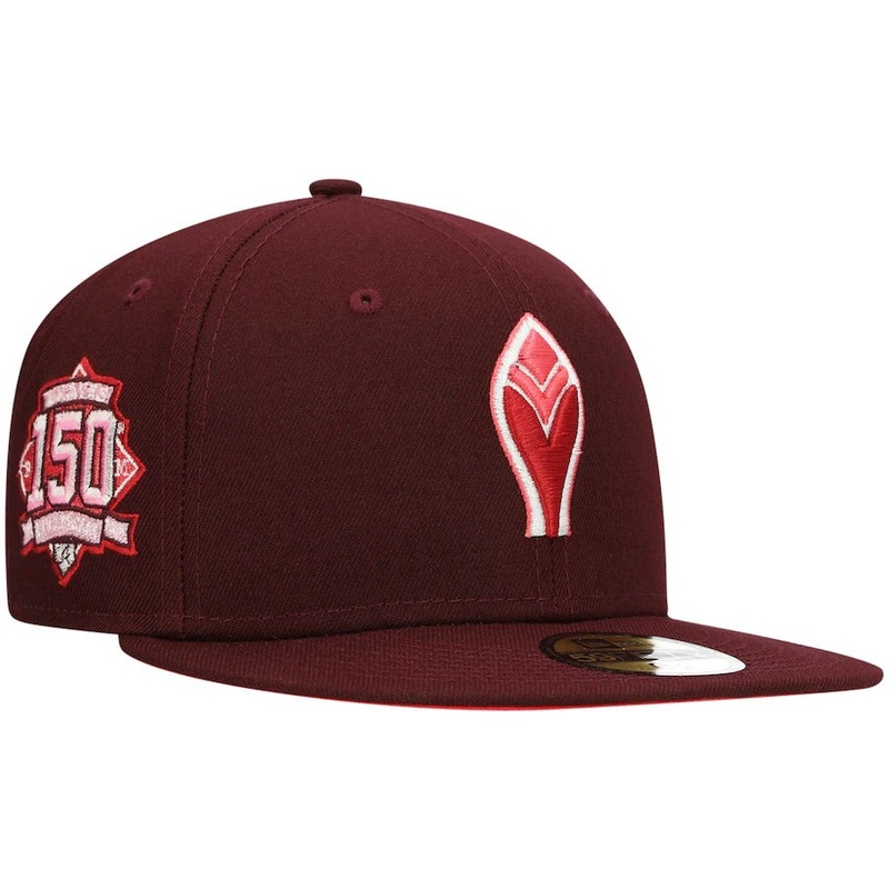 New Era Atlanta Braves Maroon 150th Anniversary Color Fam Lava Red Undervisor 59FIFTY Fitted Hat
