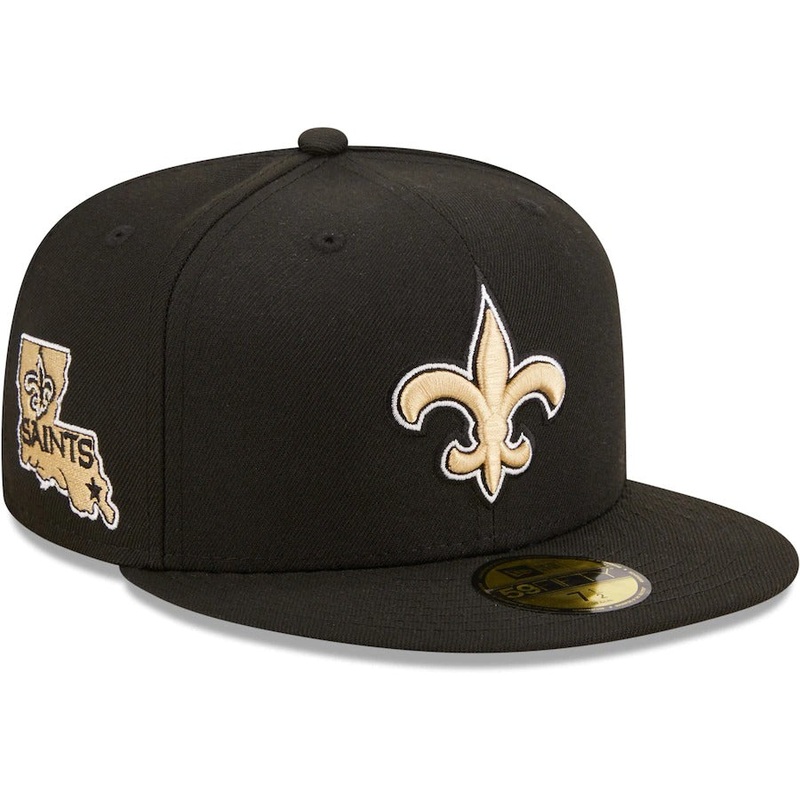New Era New Orleans Saints Black Anniversary Patch Logo 59FIFTY Fitted Hat