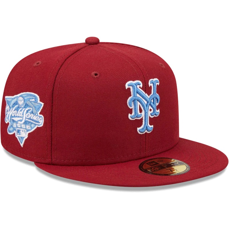 New Era New York Mets Cardinal 2000 World Series Air Force Blue Undervisor 59FIFTY Fitted Hat